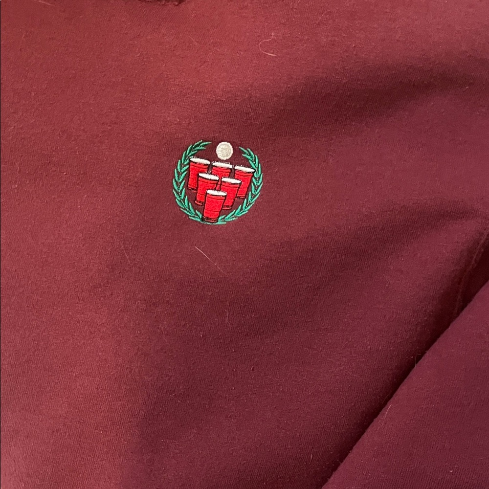 Burgundy Distressed Sweatshirt with Patch - Picture 5 of 5